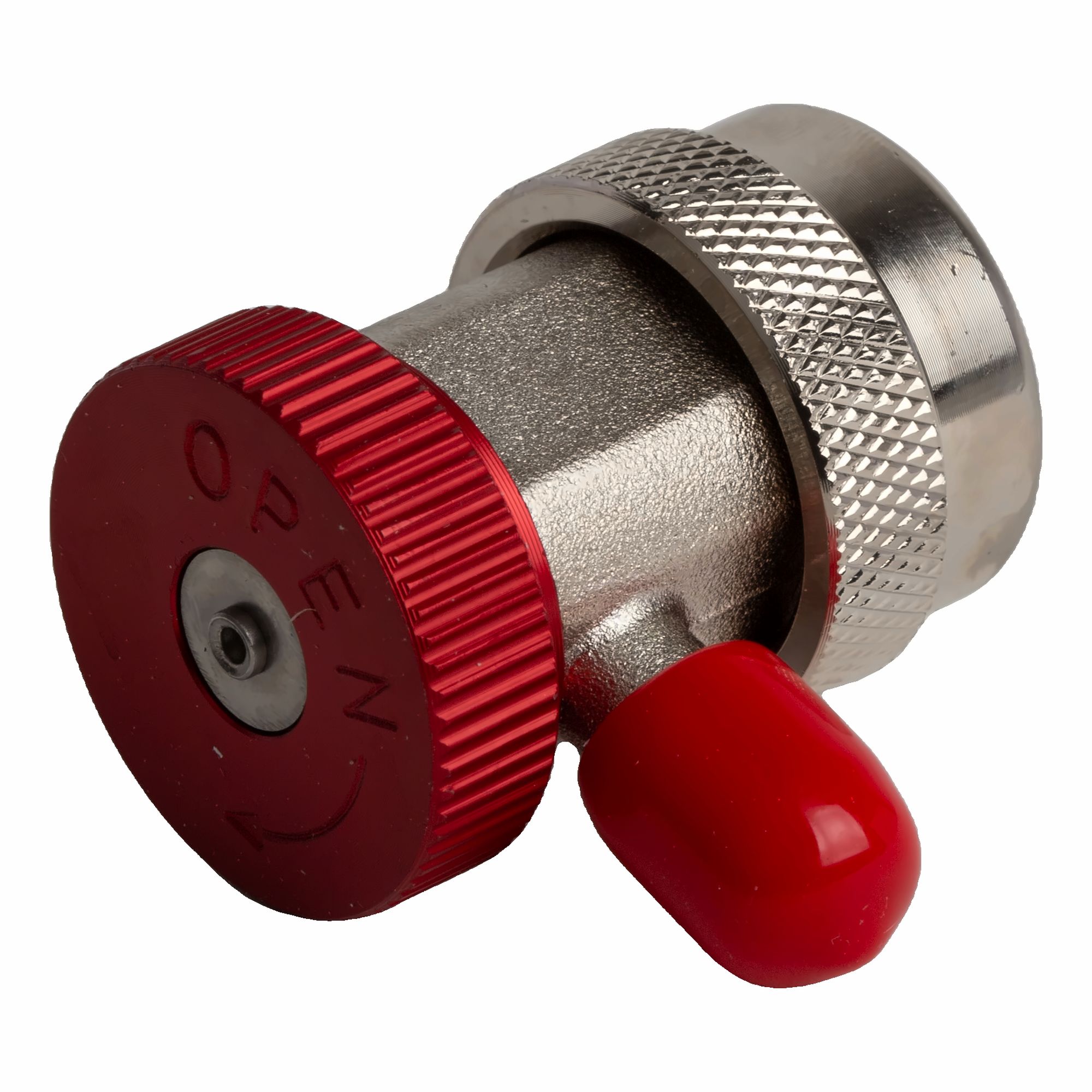 High pressure service coupling with valve 1/4" SAE R134a 1