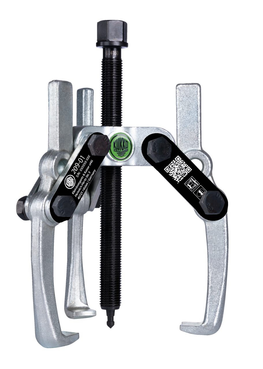 KUKKO 209-01 3-armiger einstellbarer Abzieher. "Economy" 170 x 125 mm mit pendelnden und höhenverstellbaren Abzugshaken