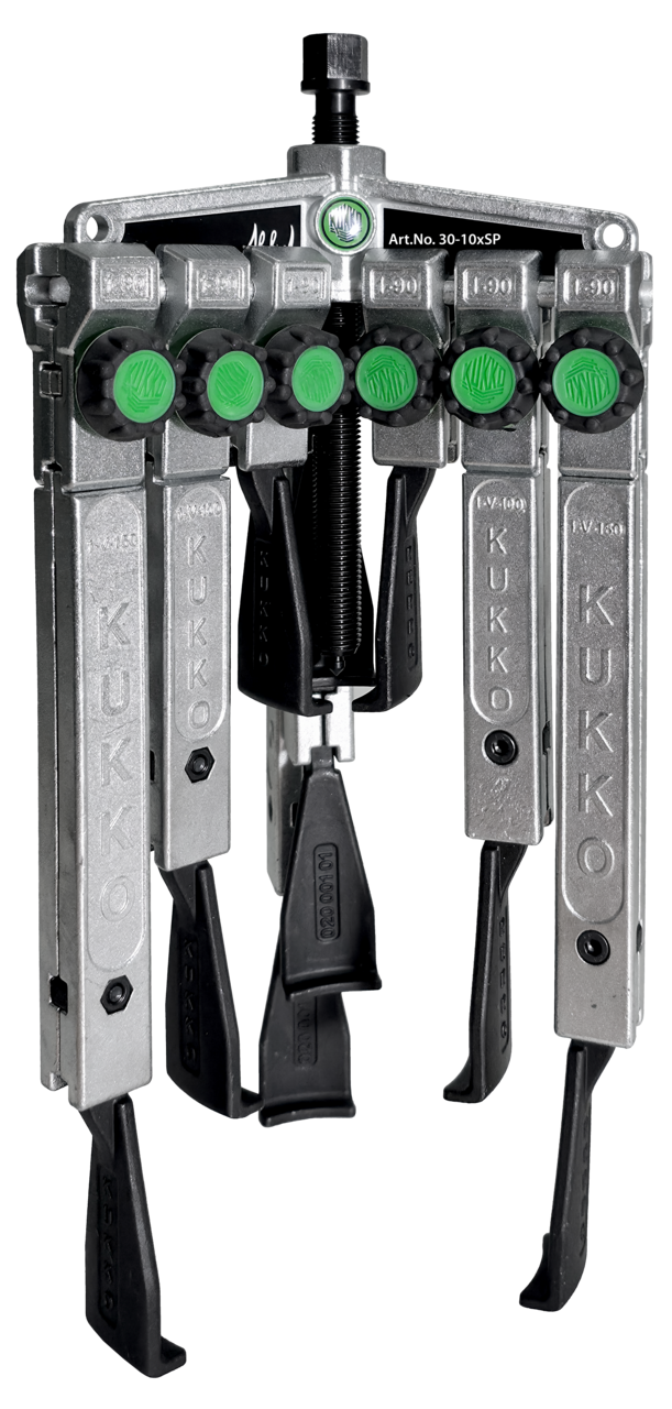 KUKKO 30-10xSP 3-armiger Universal-Abzieher mit schmalen Abzugshaken im Satz, bis 130 mm Spannweite, 350 mm Spanntiefe