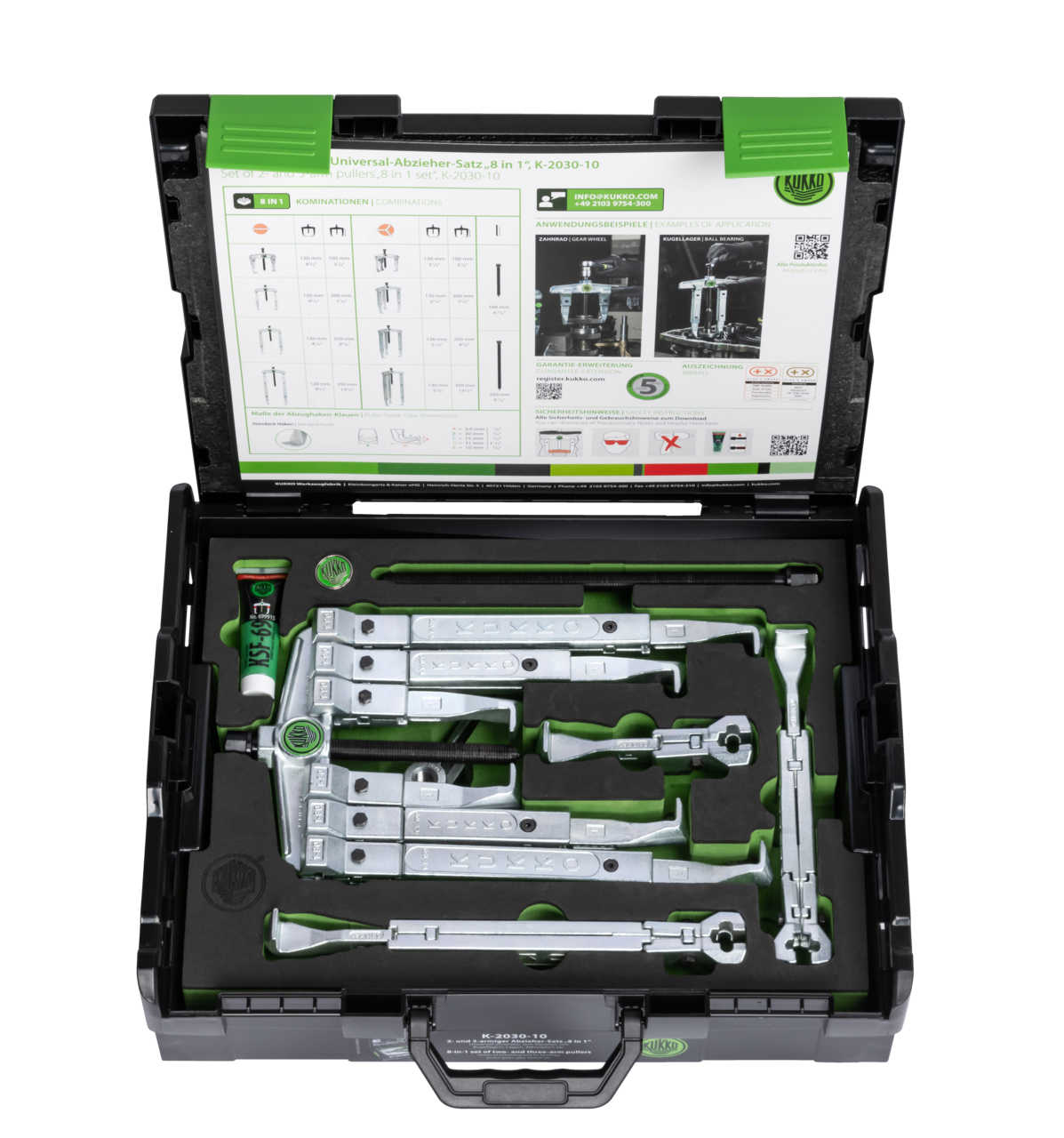 KUKKO K-2030-10 2-/3-armiger Universal-Abzieher-Satz 100/200/250 mm