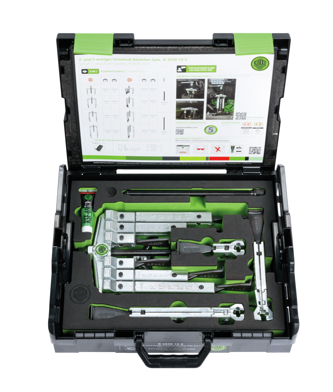 KUKKO K-2030-10-S 2-/3-armiger Universal-Abzieher-Satz mit schmalen Abzugshaken (20-10-S, 614250, 30-10-T, 1-191-S, 1-251-S)