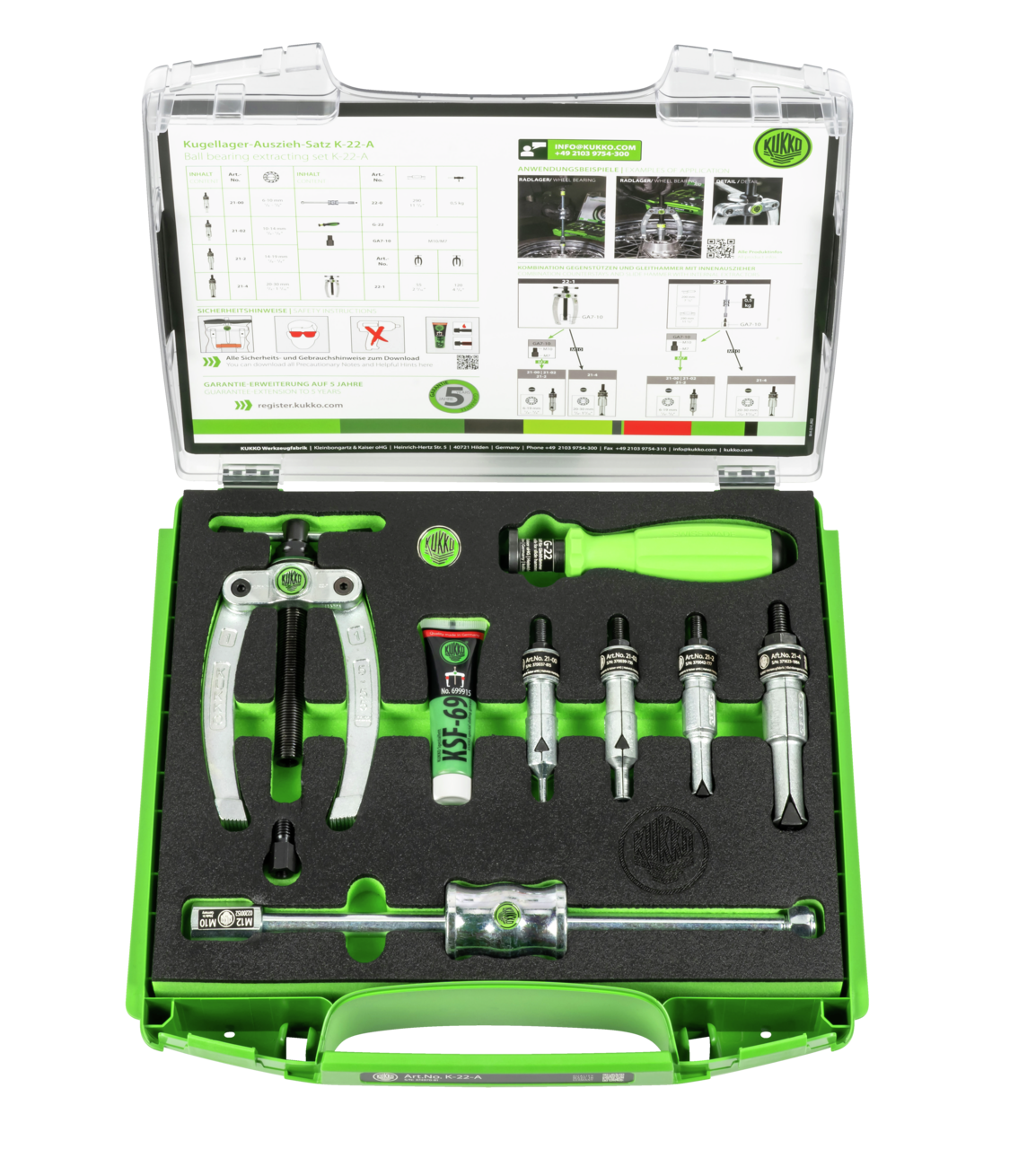 KUKKO K-22-A Ball Bearing Internal Puller Set, 8-Piece, Ø 6-30 mm 1