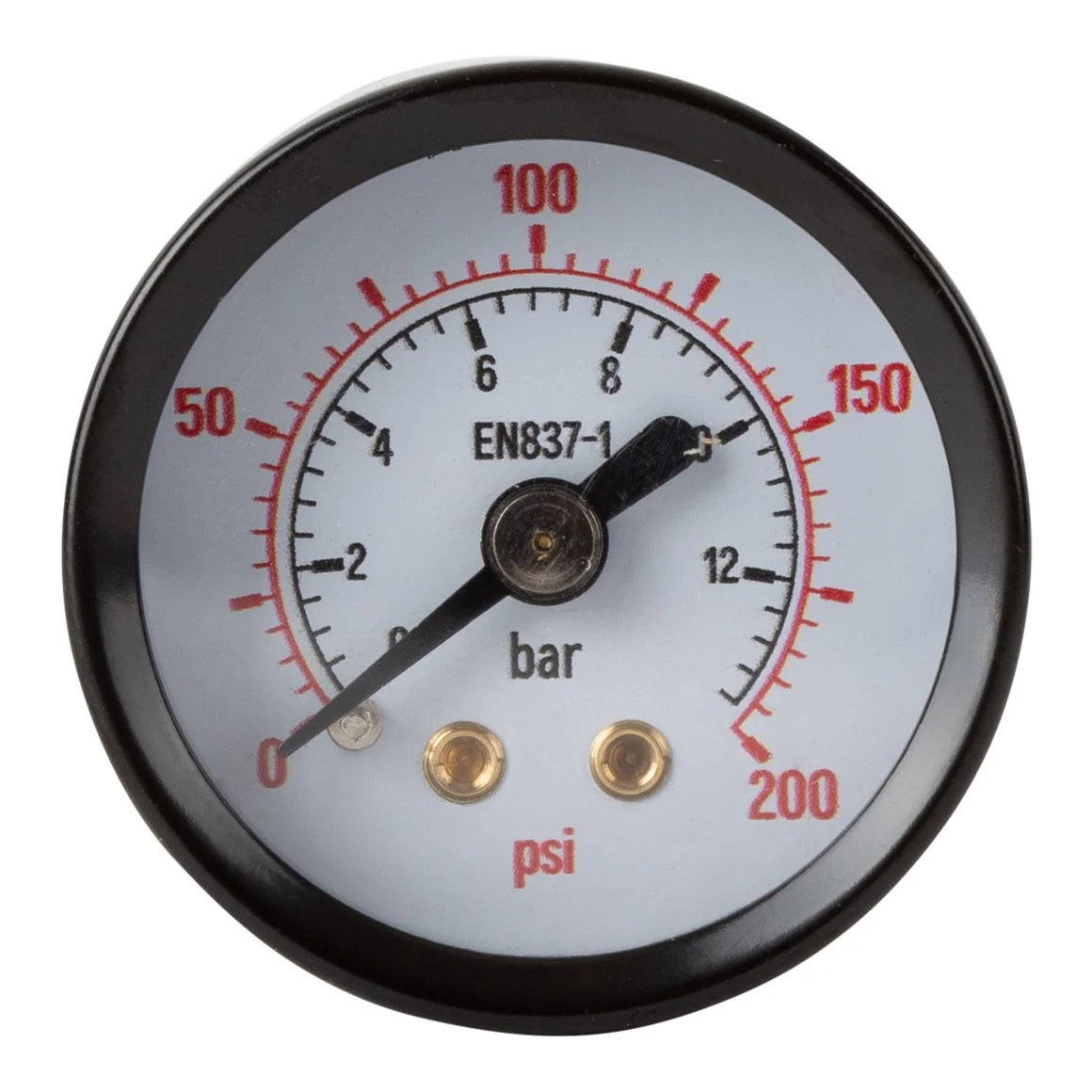 Manometer drukmeter 1/8 BSP – 0-13 bar / 200 PSI – Achteraansluiting – Stalen behuizing