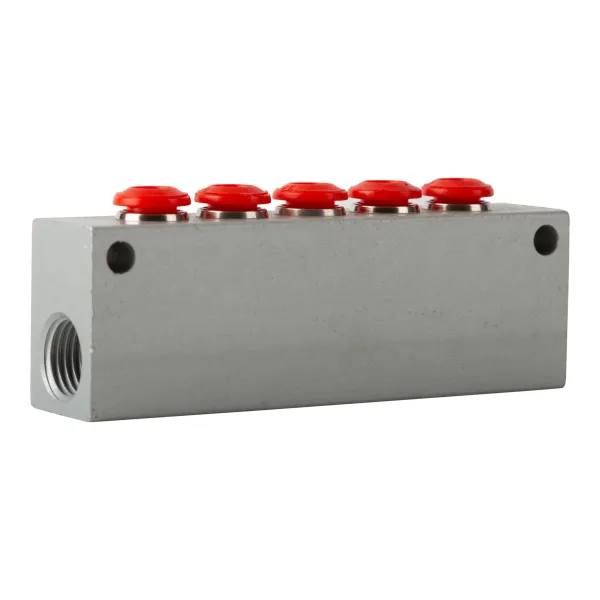 Luchtverdeelblok 1/4" met 6 mm push-in aansluitingen