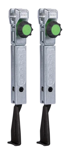 KUKKO 1-193-Px Schmale, schnellverstellbare Standard-Abzugshaken (Paar, Spanntiefe 200 mm)