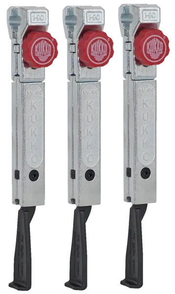 KUKKO 1-195-S Extrem schmale, schnellverstellbare Abzugshaken (Satz, Spanntiefe 200 mm)