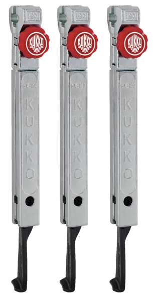 KUKKO 1-255-S Extrem schmale, schnellverstellbare Abzugshaken (Satz, Spanntiefe 250 mm)