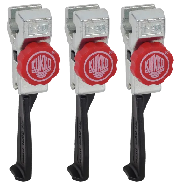 KUKKO 1-95-S Extrem schmale, schnellverstellbare Abzugshaken (Satz, Spanntiefe 100 mm)