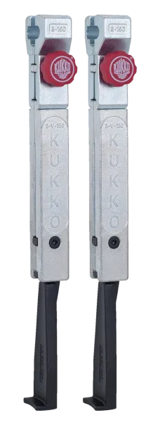 KUKKO 2-303-P Schmale, schnellverstellbare Standard-Abzugshaken (Paar, Spanntiefe 300 mm)