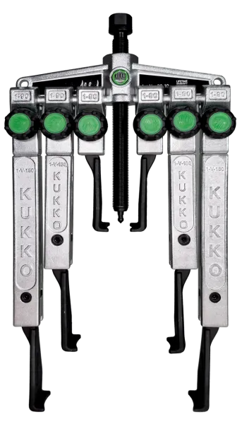 KUKKO 20-10xSP 2-armiger Universal-Abzieher mit schmalen, schnellverstellbaren Abzugshaken im Set, bis 120 mm Spannweite, 350 mm Spanntiefe