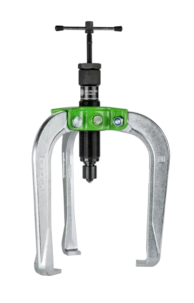 KUKKO 845-4-B Praktischer, 3-armiger Abzieher mit kraftübertragenden, selbstzentrierenden Abzugshaken und Hydraulikspindel (Abziehkraft bis 10 t)