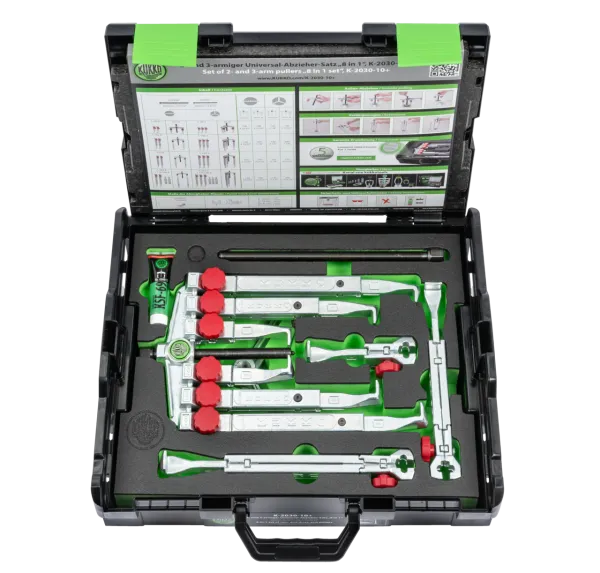 KUKKO K-2030-10+ 2-/3-armiger Universal-Abzieher-Satz mit schnellverstellbaren Abzugshaken