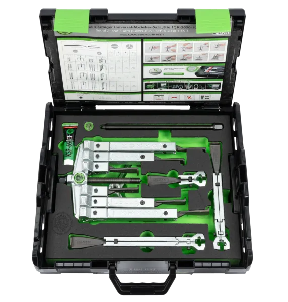 KUKKO K-2030-10-S-T 2-/3-armiger Universal-Abzieher-Satz mit extrem schmalen Abzugshaken