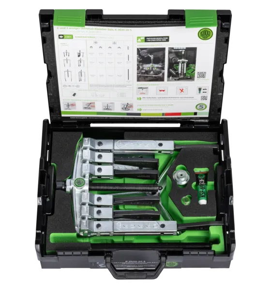 KUKKO K-2030-20-S 2-/3-armiger Universal-Abzieher-Satz mit schmalen Abzugshaken