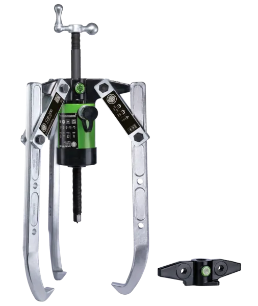 KUKKO Y28-206 Hydraulische, 2- und 3-armige Abzieher mit verstellbarer Spanntiefe und hydraulischem Hohlkolben-Plungerzylinder für Pumpenantrieb (hohe Abziehkraft bis 45 t)