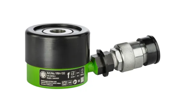 KUKKO YRH-132 Hohlkolbenzylinder mit max. 13 t Abziehkraft, 8 mm Hub, Außengewinde-Druckzylinder 2 3/4"-12 UN