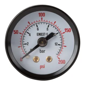 Manometer drukmeter 1/8 BSP – 0-13 bar / 200 PSI – Achteraansluiting – Stalen behuizing
