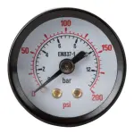 Manometer drukmeter 1/8 BSP | 0-13 bar / 200 PSI | Achteraansluiting | Stalen behuizing 1